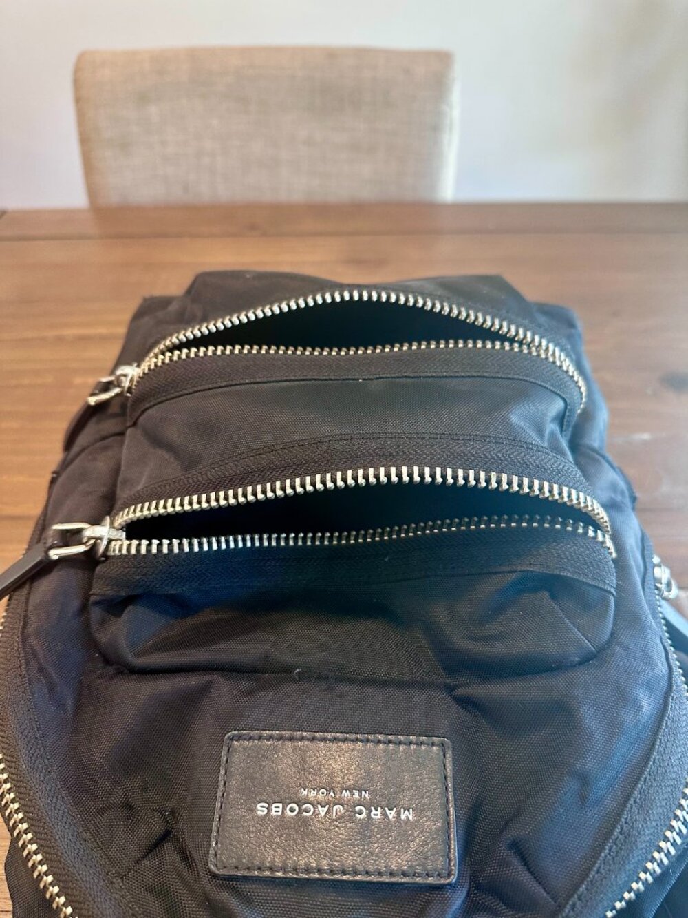 Marc Jacobs Black Nylon Mini Backpack Silver Hardware Zip Front Pockets - Picture 10 of 11